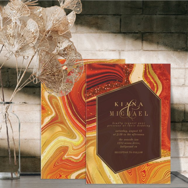 Abstract Agate Wedding Hot Orange ID827 (Creator Uploaded)