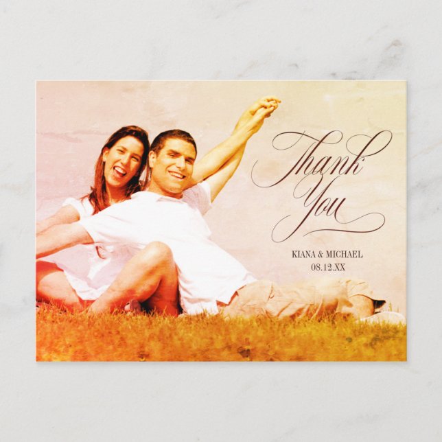 Abstract Agate Wedding Hot Orange ID827 Announcement Postcard (Front)