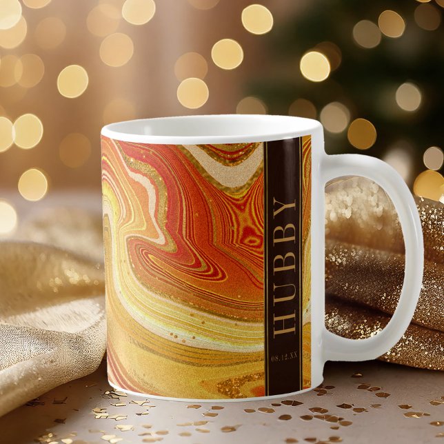 Abstract Agate Wedding Hubby Hot Orange ID827 Coffee Mug (Creator Uploaded)
