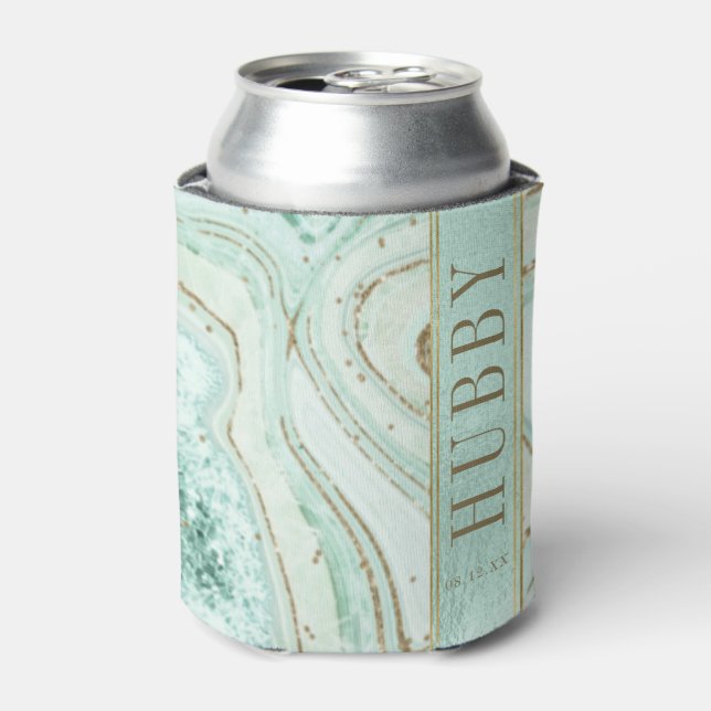 Abstract Agate Wedding Hubby Mint ID827 Can Cooler (Can Front)