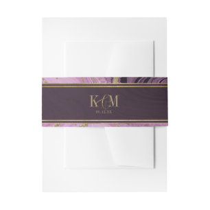 Abstract Agate Wedding Mauve ID827 Invitation Belly Band