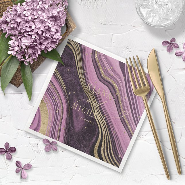 Abstract Agate Wedding Mauve ID827  Napkin (Creator Uploaded)