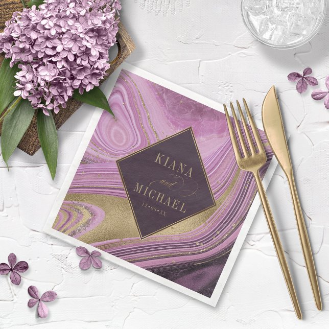 Abstract Agate Wedding Mauve ID827 Napkin (Creator Uploaded)
