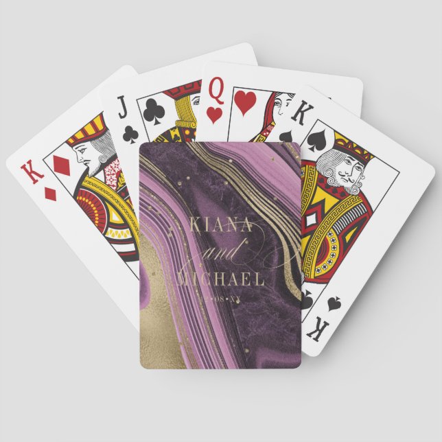 Abstract Agate Wedding Mauve ID827 Playing Cards (Back)