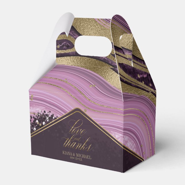 Abstract Agate Wedding Mauve V2 ID827 Favour Box (Front Side)