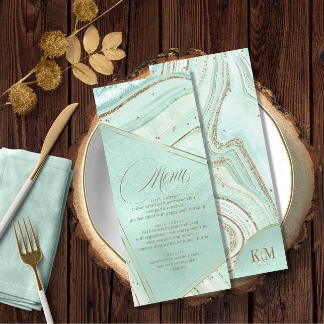 Abstract Agate Wedding Menu V2 Mint ID827 (Creator Uploaded)