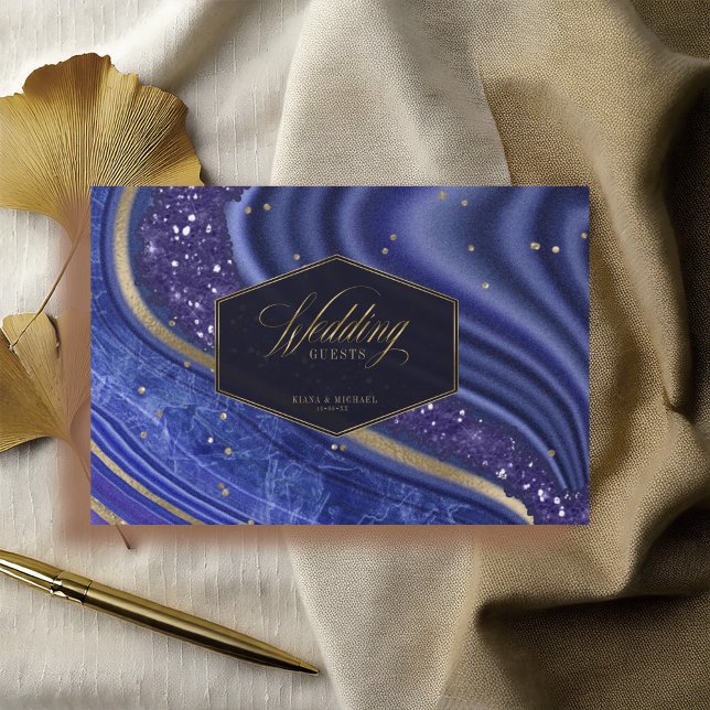 Abstract Agate Wedding Midnight ID827 Guest Book (Creator Uploaded)
