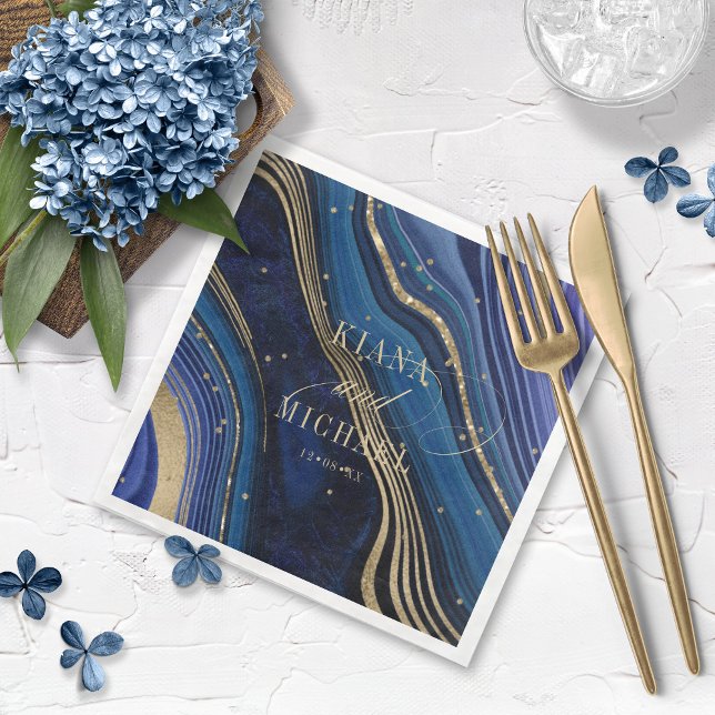 Abstract Agate Wedding Midnight ID827 Napkin (Creator Uploaded)