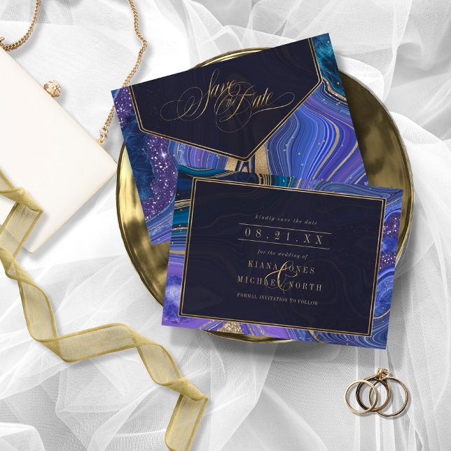 Abstract Agate Wedding Midnight ID827 Save The Date (Creator Uploaded)