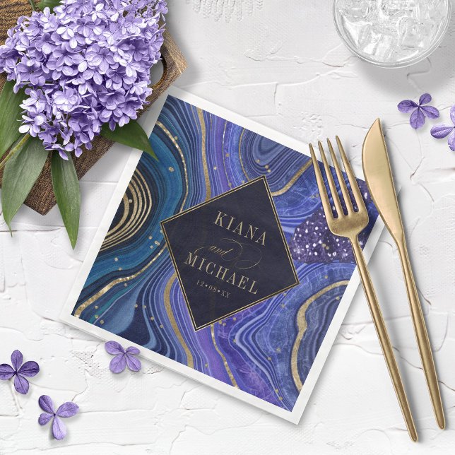 Abstract Agate Wedding Midnight v2 ID827 Napkin (Creator Uploaded)