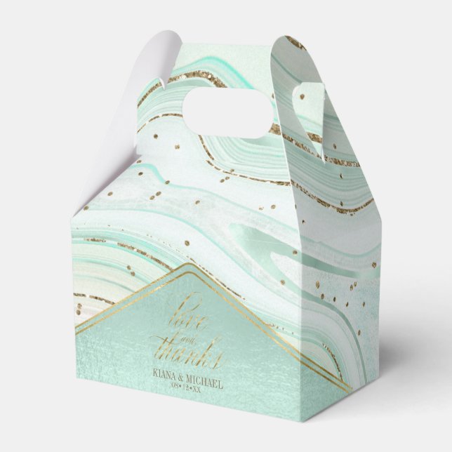 Abstract Agate Wedding Mint ID827  Favour Box (Front Side)