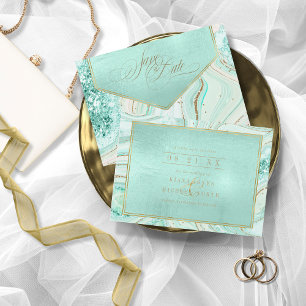 Abstract Agate Wedding Mint ID827 Save The Date