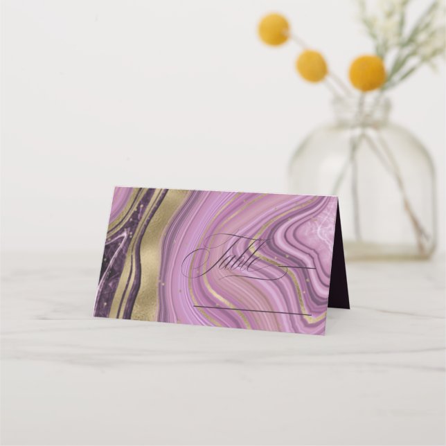 Abstract Agate Wedding Table Mauve ID827 Place Card (Front)