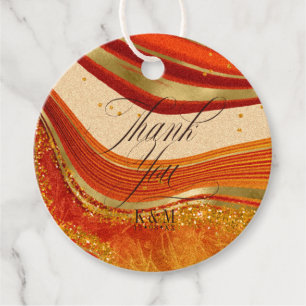 Abstract Agate Wedding Thank You Hot Orange ID827 Favour Tags