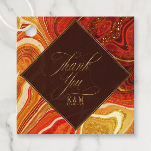 Abstract Agate Wedding Thank You Hot Orange ID827 Favour Tags