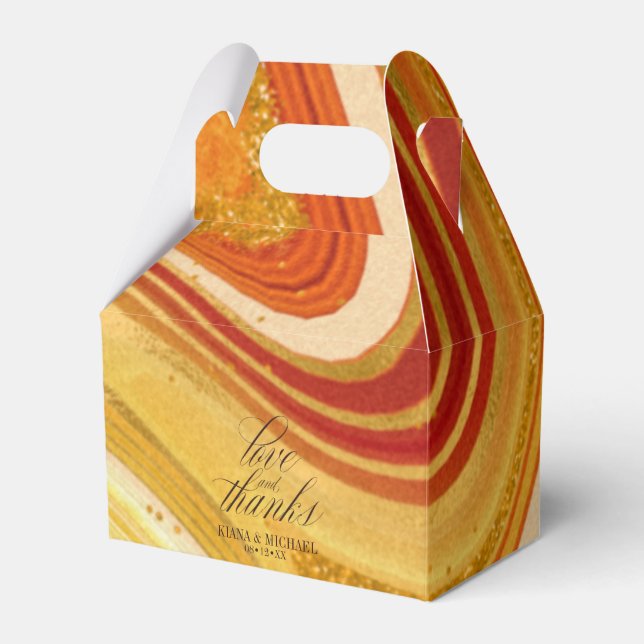 Abstract Agate Wedding Thanks Hot Orange ID827 Favour Box (Front Side)