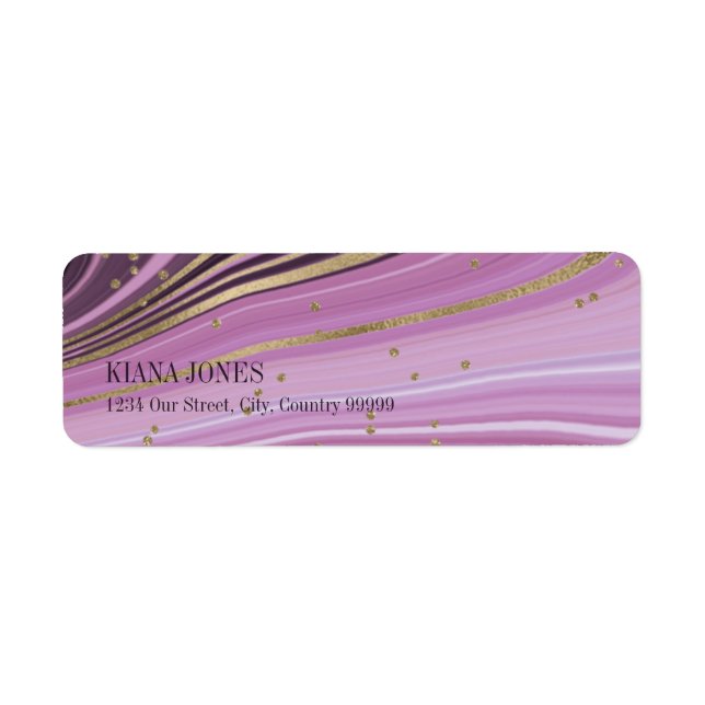 Abstract Agate Wedding V2 Mauve ID827 Return Address Label (Front)