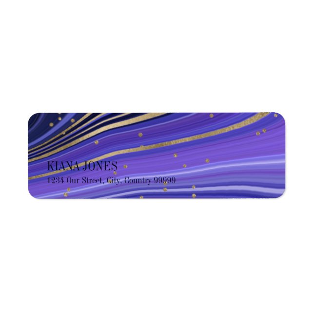 Abstract Agate Wedding V2 Midnight ID827 Return Address Label (Front)