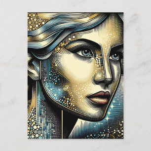 Abstract Ai Art   Women's Face Postcard