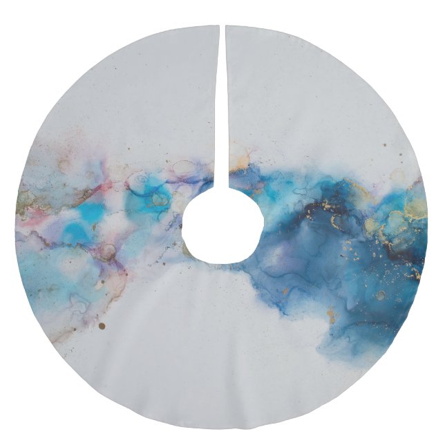 Abstract Alcohol Ink Art Background Brushed Polyester Tree Skirt (Front)