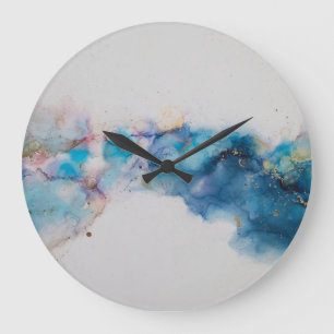 Abstract Alcohol Ink Art Background Large Clock
