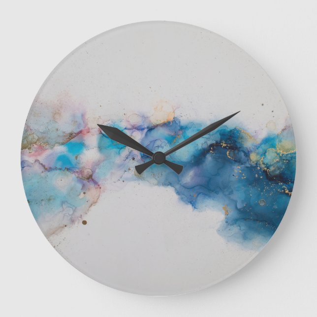 Abstract Alcohol Ink Art Background Large Clock (Front)