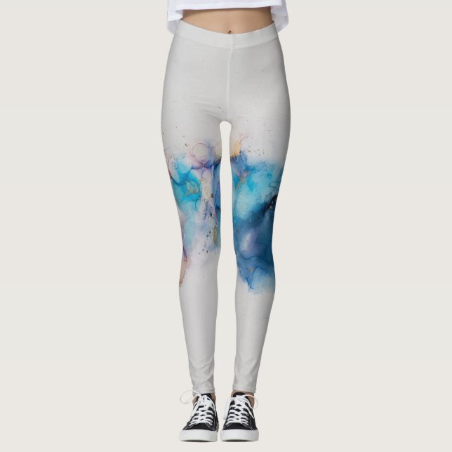Abstract Alcohol Ink Art Background Leggings (Front)