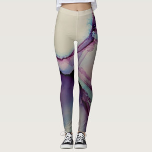 Abstract Alcohol Ink Art Pink Purple Blue White Leggings