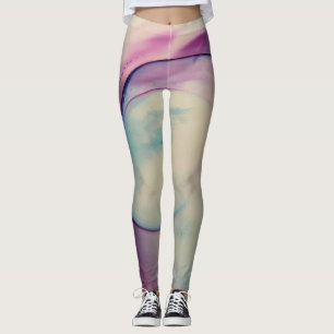 Abstract Alcohol Ink Art Pink Purple Blue White Leggings