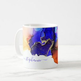 Abstract Alcohol Ink Blue Named Coffee Mug
