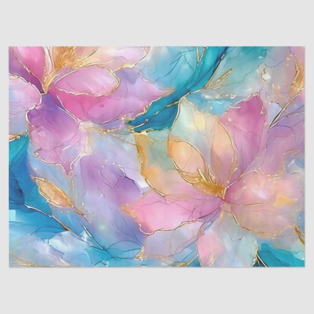 Abstract Alcohol Ink Floral Decoupage Tissue Paper (Front)