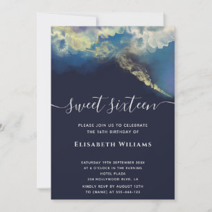 Abstract alcohol ink gold modern script invitat invitation
