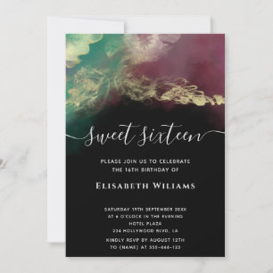 Abstract alcohol ink gold  modern script   invitation