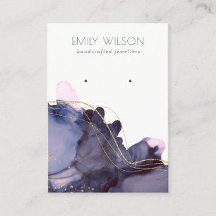 Abstract Alcohol Ink Gold Navy Earring Display Business Card