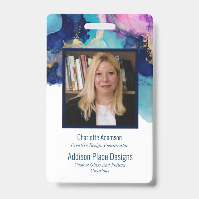 Abstract Alcohol Ink Image Employee Security Badge ID Badge (Front)