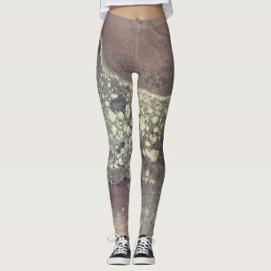 Abstract Alcohol Ink Pink Purple Grey Silver Leggings
