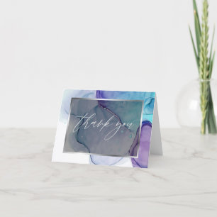 Abstract Alcohol Ink Purple Aqua Thank You Card
