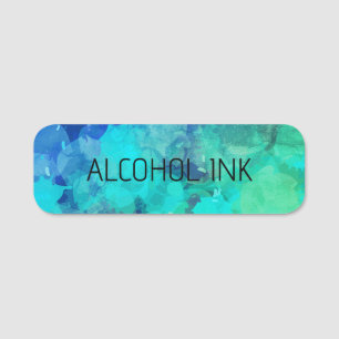 Abstract Alcohol Ink Purple Blue Name Tag