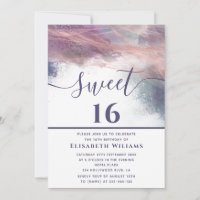 Abstract alcohol ink rose gold modern script invit