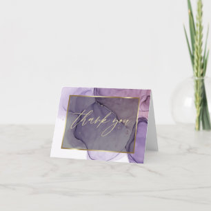 Abstract Alcohol Ink Rose Pink Plum Thank You  Card