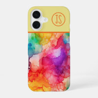 Abstract Alcohol Ink Style Rainbow Monogrammed