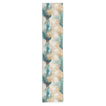 Abstract Alcohol Ink Table Runner with Gold Border