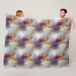 Abstract Alcohol Ink Texture with Gold Accents Fleece Blanket