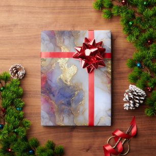 Abstract Alcohol Ink Texture with Gold Accents Wrapping Paper