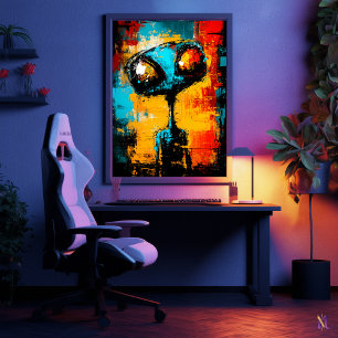 Abstract Alien Contemporary Expressionist Portrait Poster
