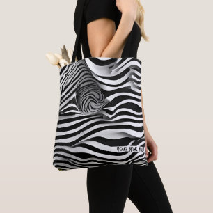 Abstract All Black & White stripes, Shoulder Tote Bag