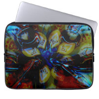 Abstract almonds under showy deformed dark glass