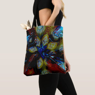 Abstract almonds under showy deformed dark glass tote bag