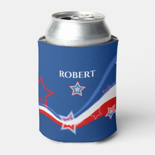 Abstract American flag Can Cooler