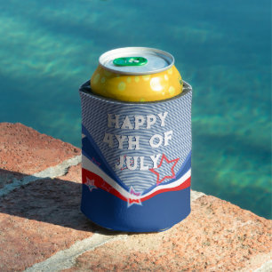 Abstract American flag design patriotic design Can Cooler